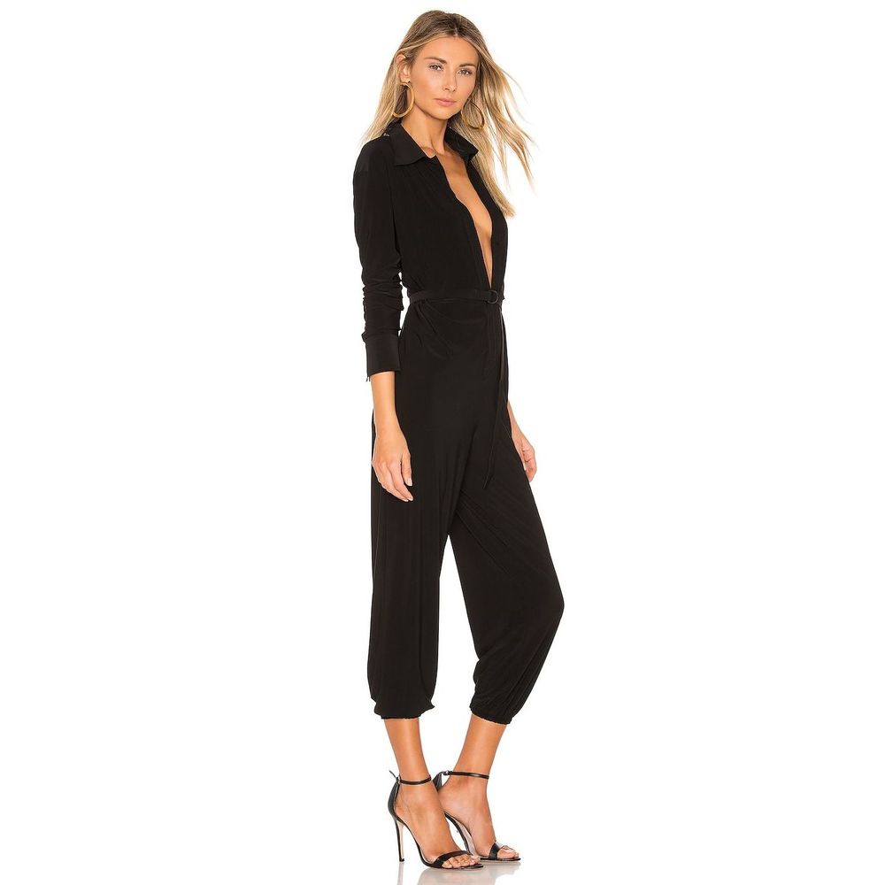 NEW Size M Norma Kamali Shirt Jog Jumpsuit in Black REVOLVE MSRP $165 - Picture 2 of 8